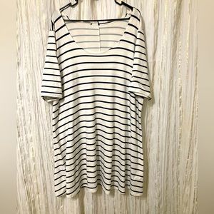 White and Navy Striped Dress
